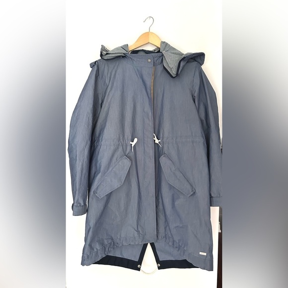 Scotch & Soda long  Jacket Womens Blue Full Zip Hood Nylon Troublemaker - Picture 4 of 12